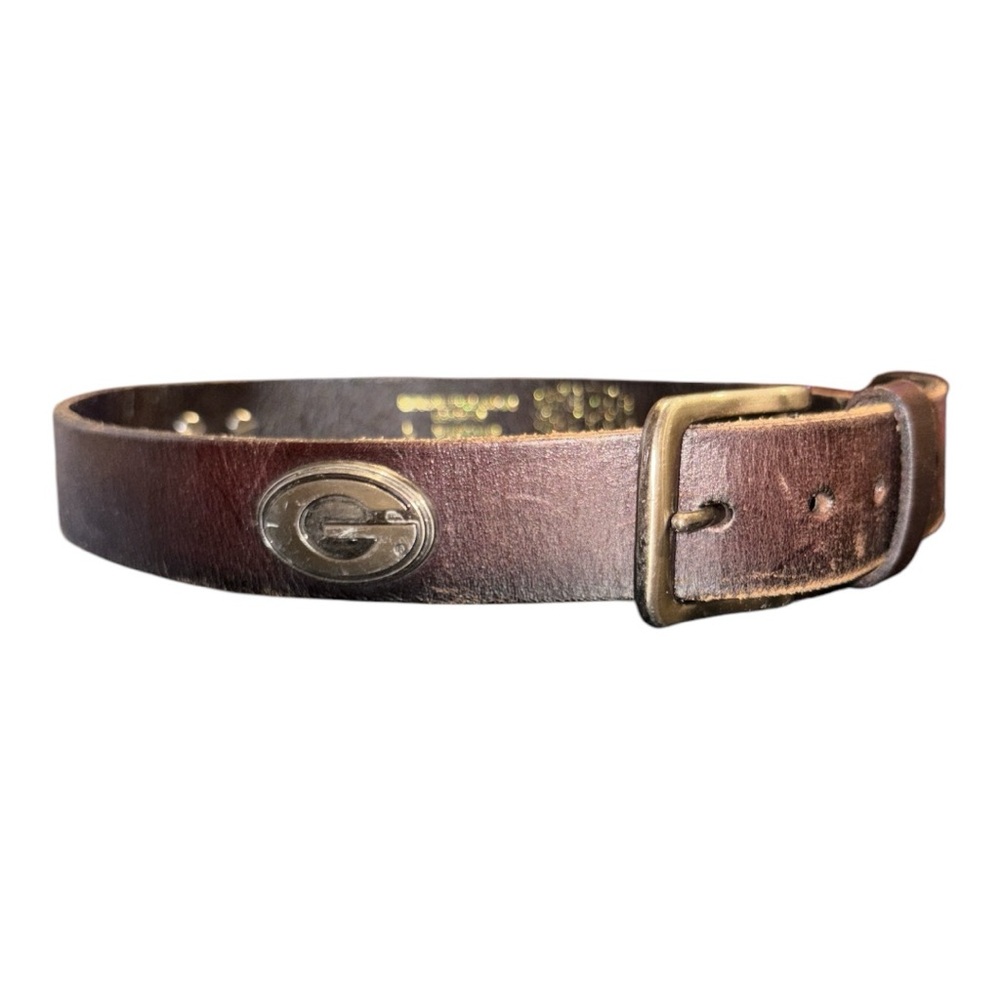 Zep-Pro Brown Leather Georgia Bulldogs Fan Belt Kids Size L Silver hardware S 4